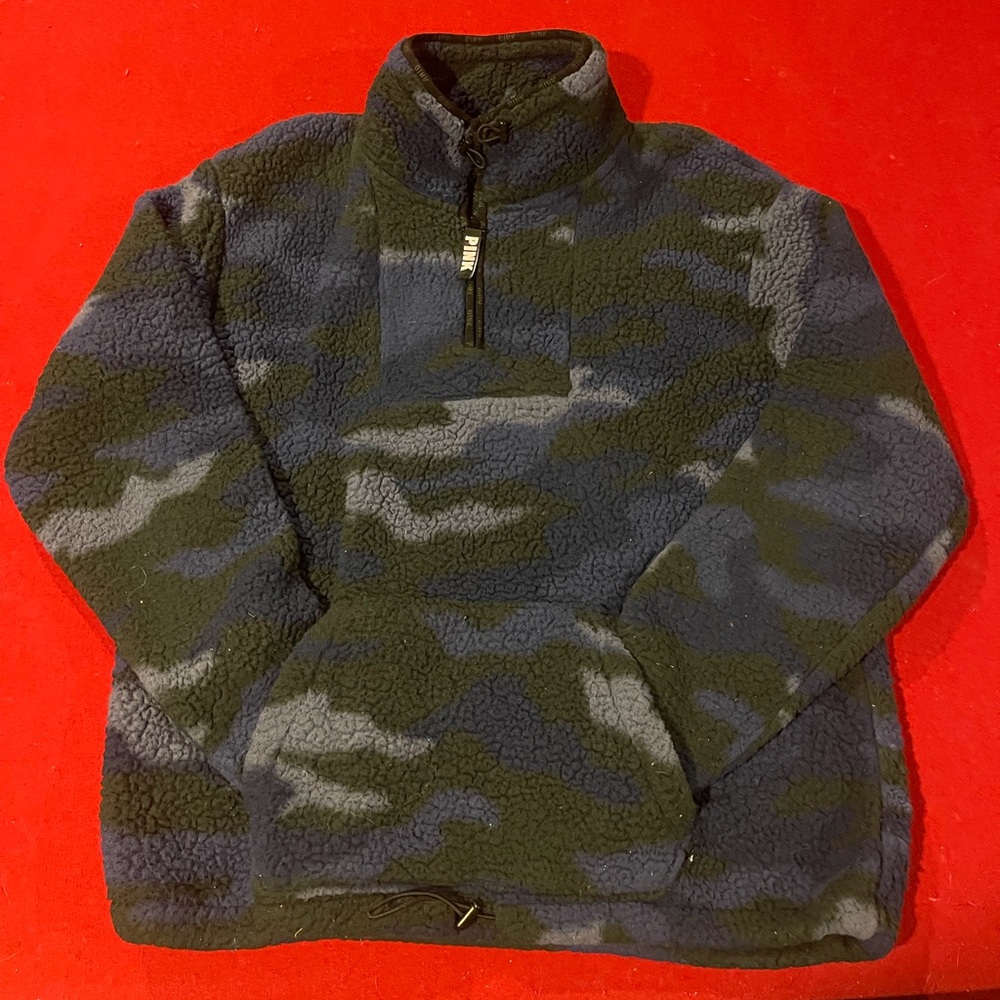 Pink Victoria Secret Camo Teddy Fleece Jacket